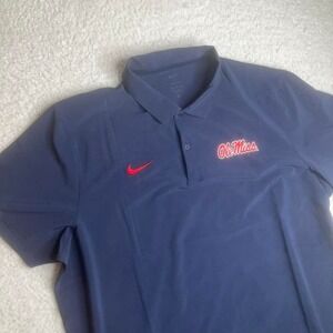 Nike dri fit men's navy blue red Ole miss short sleeve polo collegiate xxl